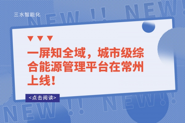 一屏知全域，城市級綜合能源管理平臺在常州上線！